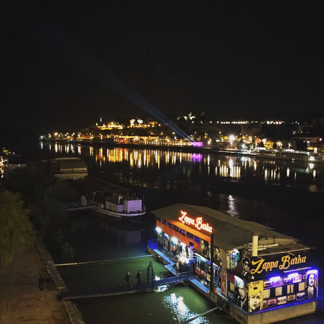 Floating houseboat bars along the Danube in Belgrade